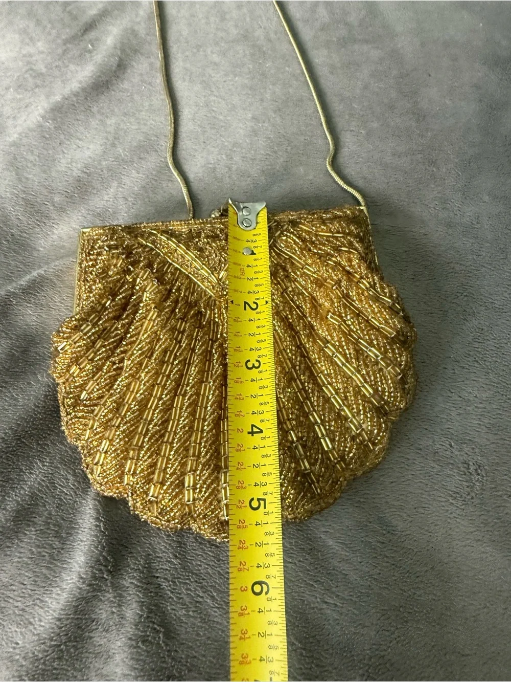 Vtg Beaded Bugle clamshell cocktail bag clutch mermaid